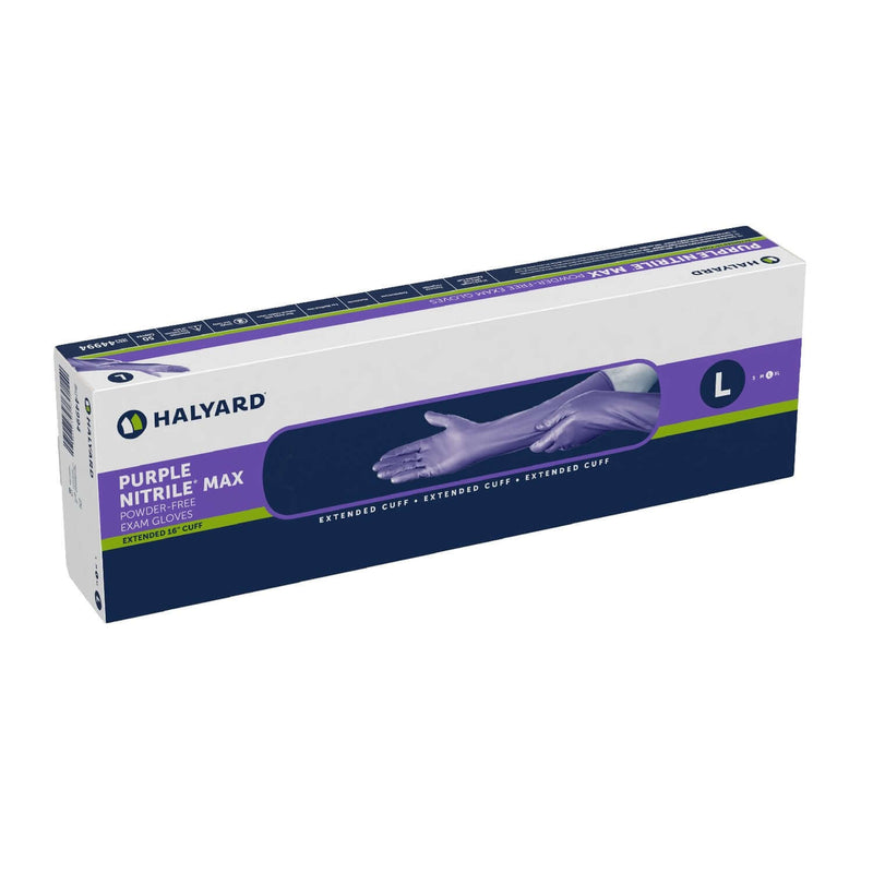Exam Glove Purple Nitrile Max NonSterile Nitrile Extended Cuff Length Fully Textured Purple Not Rated 44994-50