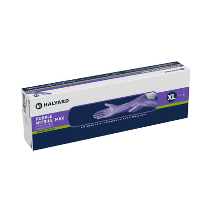 Exam Glove Purple Nitrile Max NonSterile Nitrile Extended Cuff Length Fully Textured Purple Not Rated