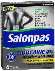 Emerson Healthcare | Topical Pain Relief Salonpas® 4% Strength Lidocaine Patch 6 per Box | 46581083006