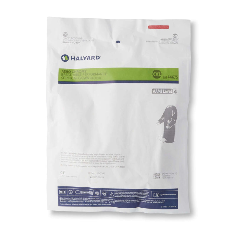 Surgical Gown with Towel Aero Chrome Silver Sterile AAMI Level 4 Disposable 44675