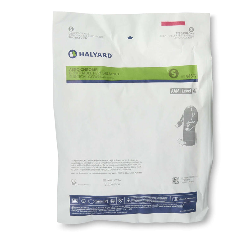 Surgical Gown with Towel Aero Chrome Silver Sterile AAMI Level 4 Disposable 44672