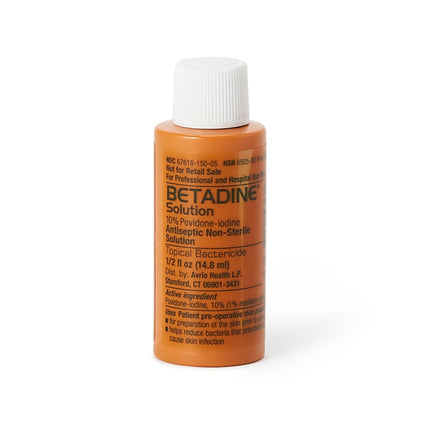 Skin Prep Solution Betadine® 1/2 oz. Bottle 10% Strength Povidone-Iodine NonSterile | 67618015005 | | Emerson Healthcare, Infection Control, Patient Skin Prep, Surgical & Procedural | Emerson Healthcare | SurgiMac
