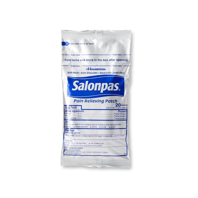 Emerson Healthcare | Topical Pain Relief Salonpas® 3.1% - 6% - 10% Strength Camphor / Menthol / Methyl Salicylate Patch 60 per Box | 46581011060