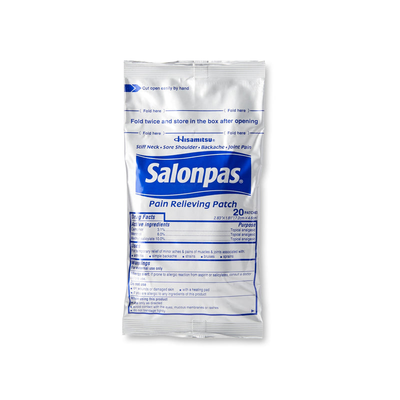 Topical Pain Relief Salonpas® 3.1% - 6% - 10% Strength Camphor / Menthol / Methyl Salicylate Patch 60 per Box 46581011060