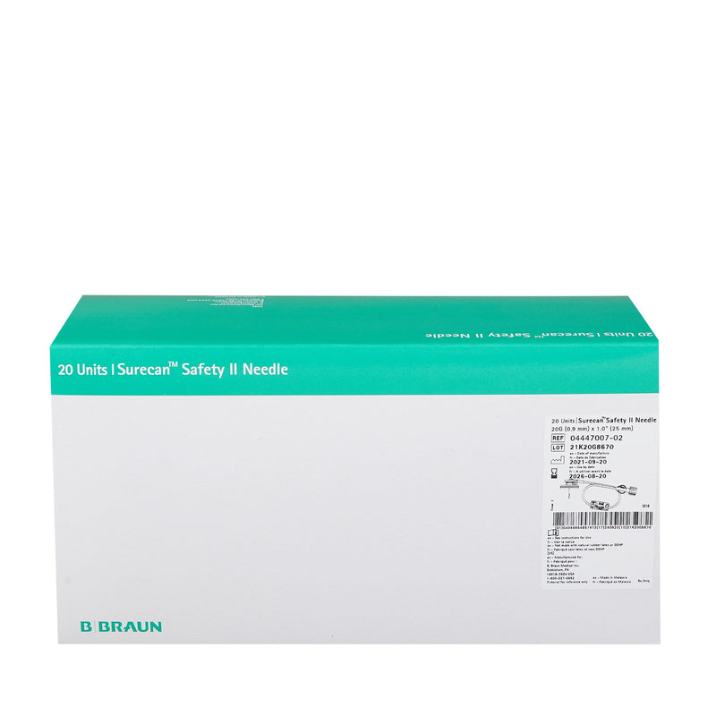 Huber Needle Infusion Set Surecan Safety II 20 Gauge 1 Inch 7-1/2 Inch Tubing Without Port 4447007-02-20