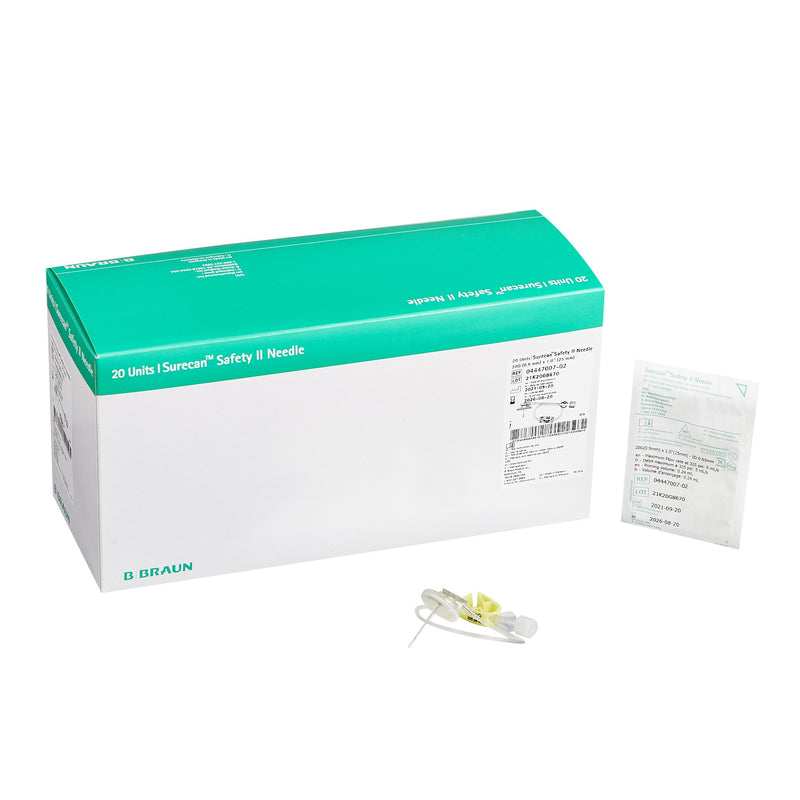 Huber Needle Infusion Set Surecan Safety II 20 Gauge 1 Inch 7-1/2 Inch Tubing Without Port 4447007-02-20