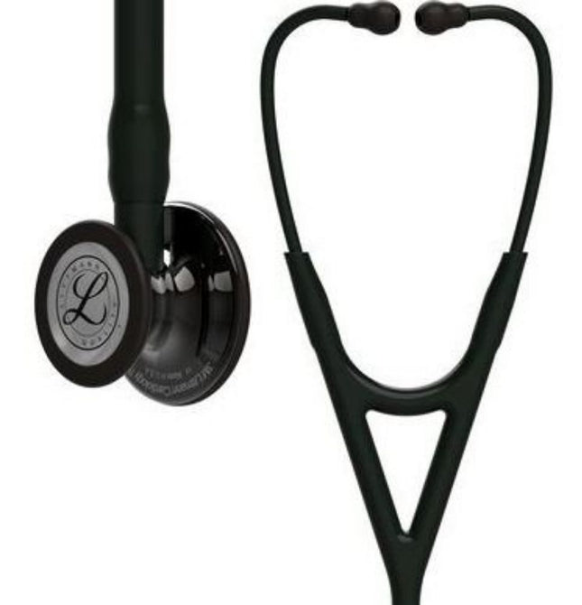 3M | Stethoscope, High Polish Smoke-Finish Chestpiece, Black Tube, Black Stem and Black Headset, 27" | 6232