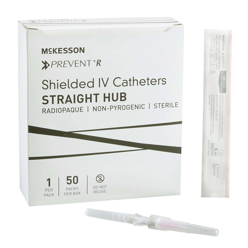 Peripheral IV Catheter McKesson Prevent® R 20 Gauge 1 Inch Button Retracting Safety Needle 380233-BX