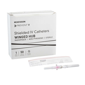 Peripheral IV Catheter McKesson Prevent® R 20 Gauge 1 Inch Button Retracting Safety Needle 380333-BX