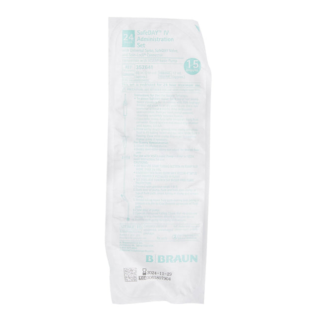 B. Braun Medical | IV Pump Set SafeDay Gravity / Pump 1 Port 15 Drops / mL Drip Rate Without Filter 86 Inch Tubing Solution | 352641