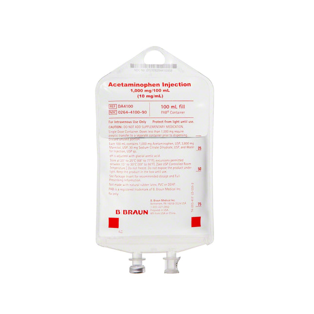 B. Braun Medical | Acetaminophen 1000 mg / 100 mL IV Solution Flexible Bag 100 mL | DA4100