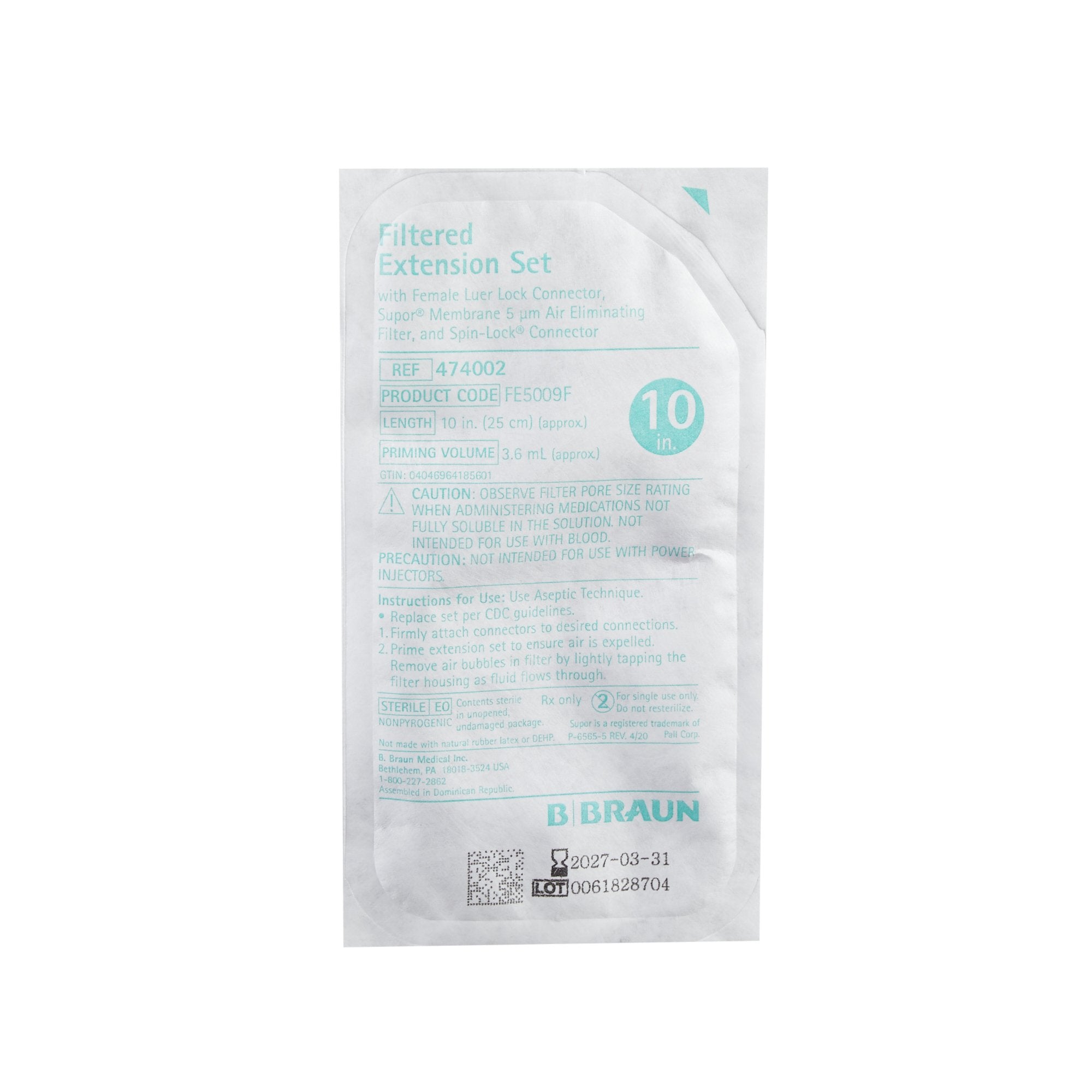 B. Braun Medical | IV Extension Set 10 Inch Tubing With Filter Sterile ...