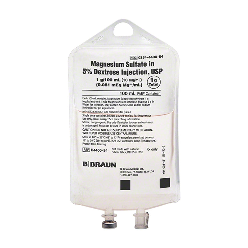 Caloric Agent Magnesium Sulfate / Dextrose / Water 10 mg / mL - 5% Injection Flexible Bag 100 mL Fill in 150 mL D4400-54