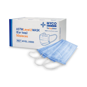 Procedure Mask Pleated Earloops One Size Fits Most Blue NonSterile ASTM Level 2 MYEL20000