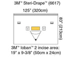 Isolation Drape, 126" x 83", Loban 2 Incise Film & Pouch, 1 Exit Port, 2 Instrument Pouches, 2 Tube & Cord Organizers, Adhesive Strip Along Top 6617-5