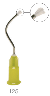iFlo Needle Dispensing Tips with Brush-Padded End, Yellow, Package of 100 tips.