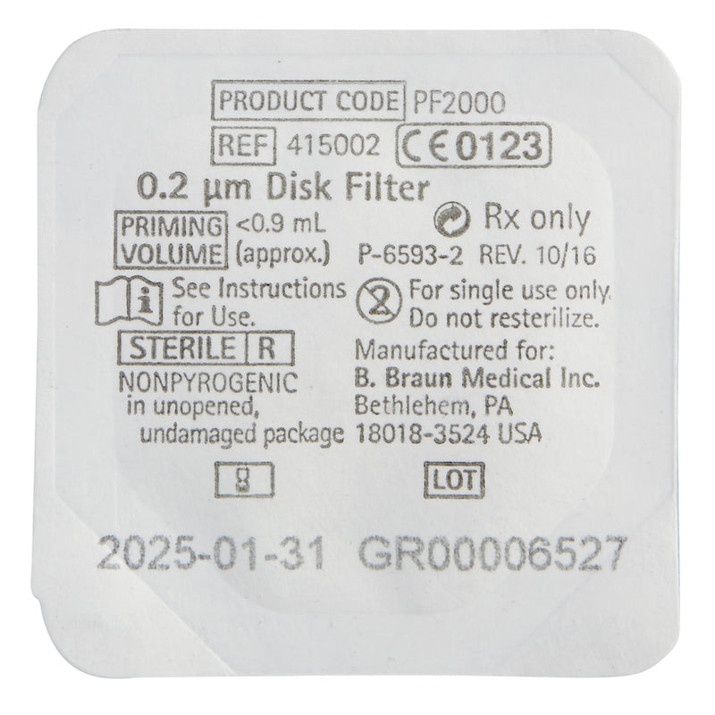 Disc Filter, Aspiration / Injection Supor 0.2 micron, Fluid Retention is 0.3 mL, Proximal and Distal Luer Lock Connections, DEHP-free, Green 415002-50