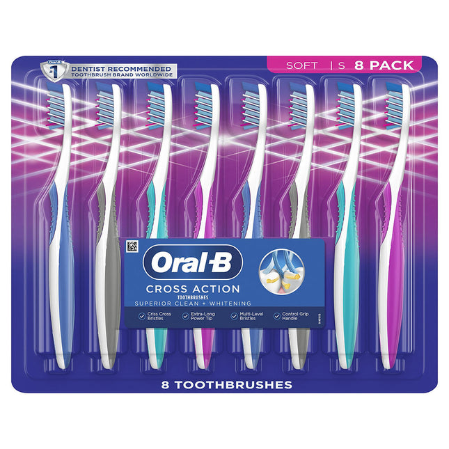 Oral-B Cross Action Manual Toothbrushes, 8 pk. 150971