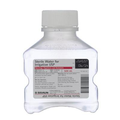 B. Braun Sterile Water for Irrigation, 500 mL Plastic Irrigation Container R5001-01