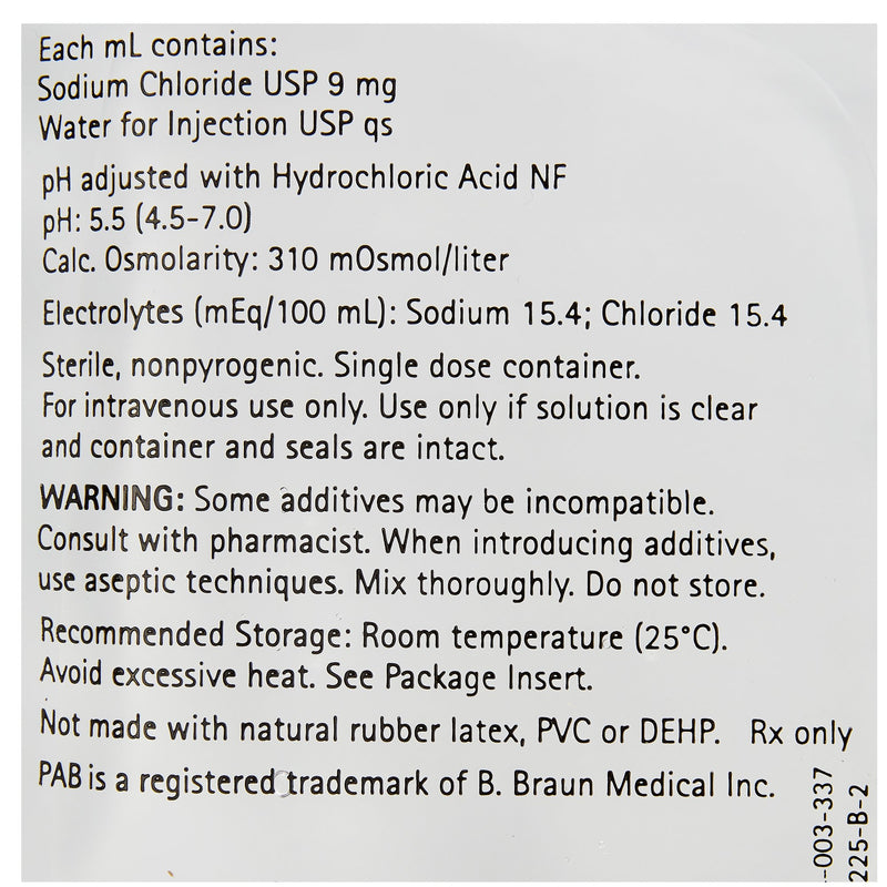 Replacement Preparation Sodium Chloride, Preservative Free 0.9% IV Solution Flexible Bag 100 mL Fill in 150 mL S8004-5264-1