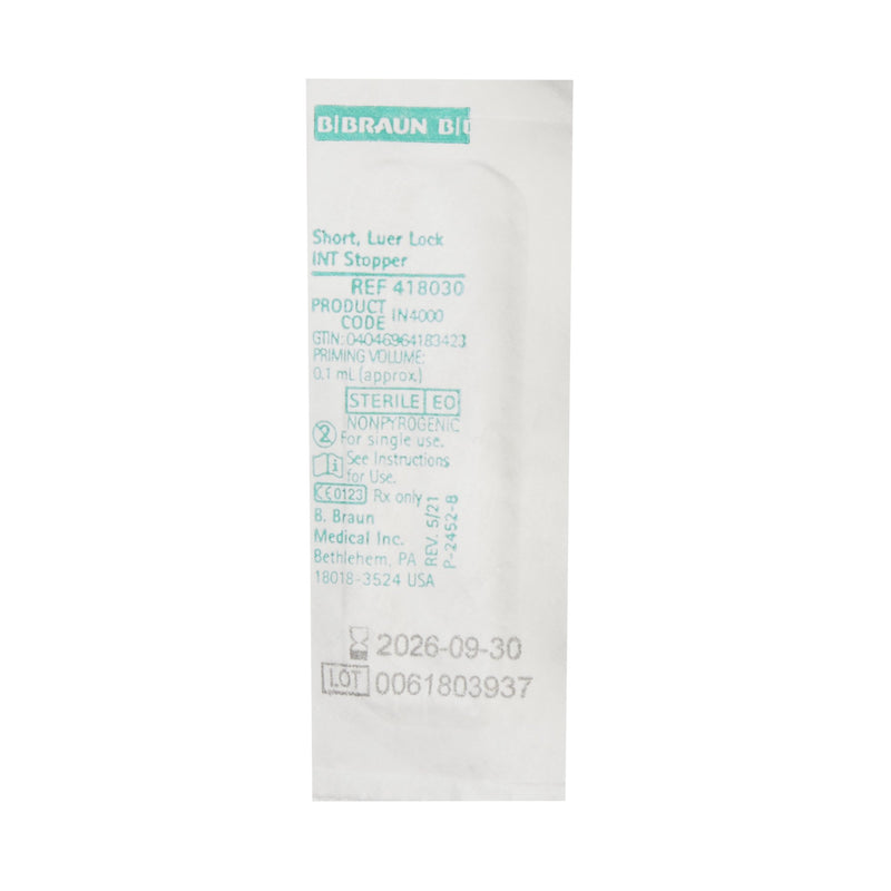 Cap, Intermittent Injection Priming Volume 0.1 mL, Length 3/4 Inch, Proximal Injection Port, Distal Male Luer Lock Connector, DEHP-free, 418030