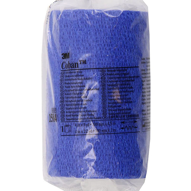 3M | Self-Adherent Wrap, 4" x 5 yds, Blue | 1584B-bx18