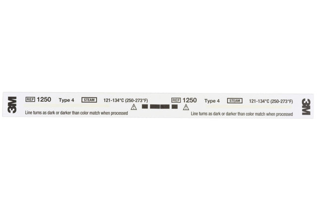 3M | Indicator Strip For Steam, 5/8" x 8", Color Change From White to Dark Brown/ Black, Perforated | 1250-240