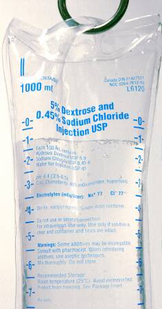 B. Braun Medical | Caloric Agent Dextrose / Sodium Chloride 5% - 0.45% IV Solution Flexible Bag 1,000 mL | L6120-12