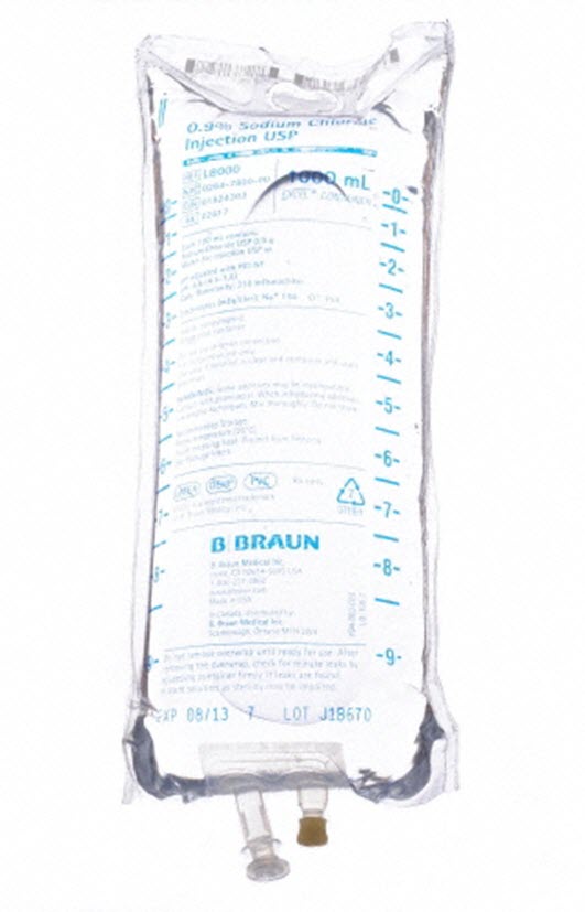 B. Braun Replacement Preparation Sodium Chloride, Preservative Free 0.9% IV Solution Flexible Bag 1,000 mL L8000-1