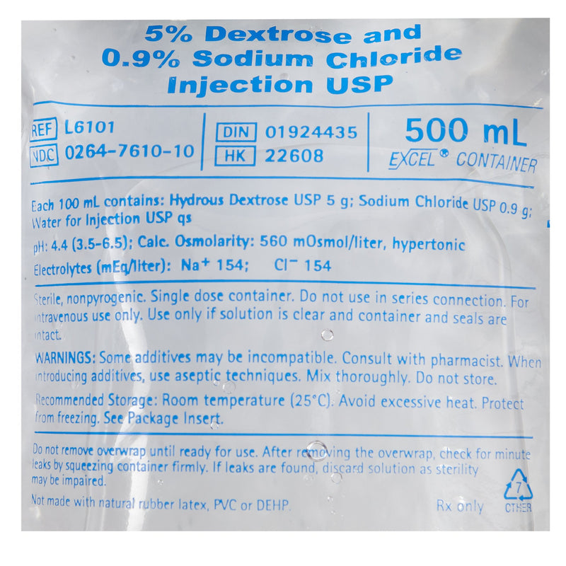 Caloric Agent Dextrose / Sodium Chloride 5% - 0.9% IV Solution Flexible Bag 500 mL L6101-24