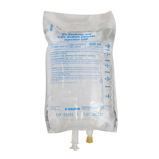 B. Braun Medical | Caloric Agent Dextrose / Sodium Chloride 5% - 0.9% IV Solution Flexible Bag 500 mL | L6101-24