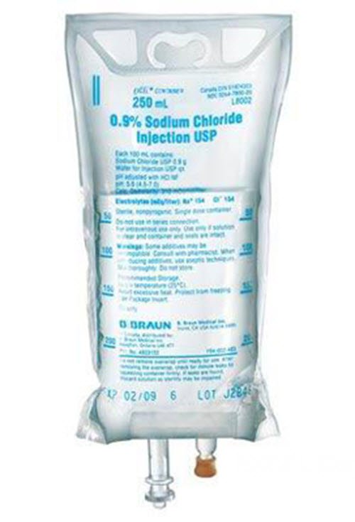Replacement Preparation Sodium Chloride, Preservative Free 0.9% IV Solution Flexible Bag 250 mL L8002-1