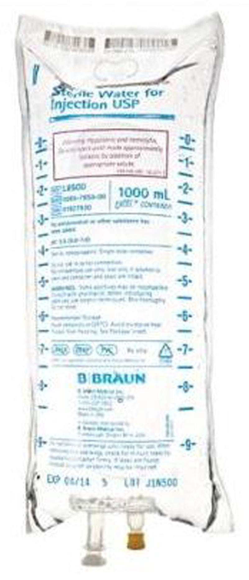 Diluent Sterile Water for Injection, Preservative Free IV Solution Flexible Bag 1,000 mL L8500-12