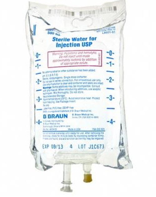 B. Braun Medical | Diluent Sterile Water for Injection, Preservative Free IV Solution Flexible Bag 500 mL | L8501-01-24