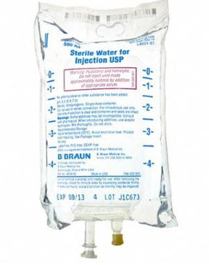 Diluent Sterile Water for Injection, Preservative Free IV Solution Flexible Bag 500 mL L8501-01-1
