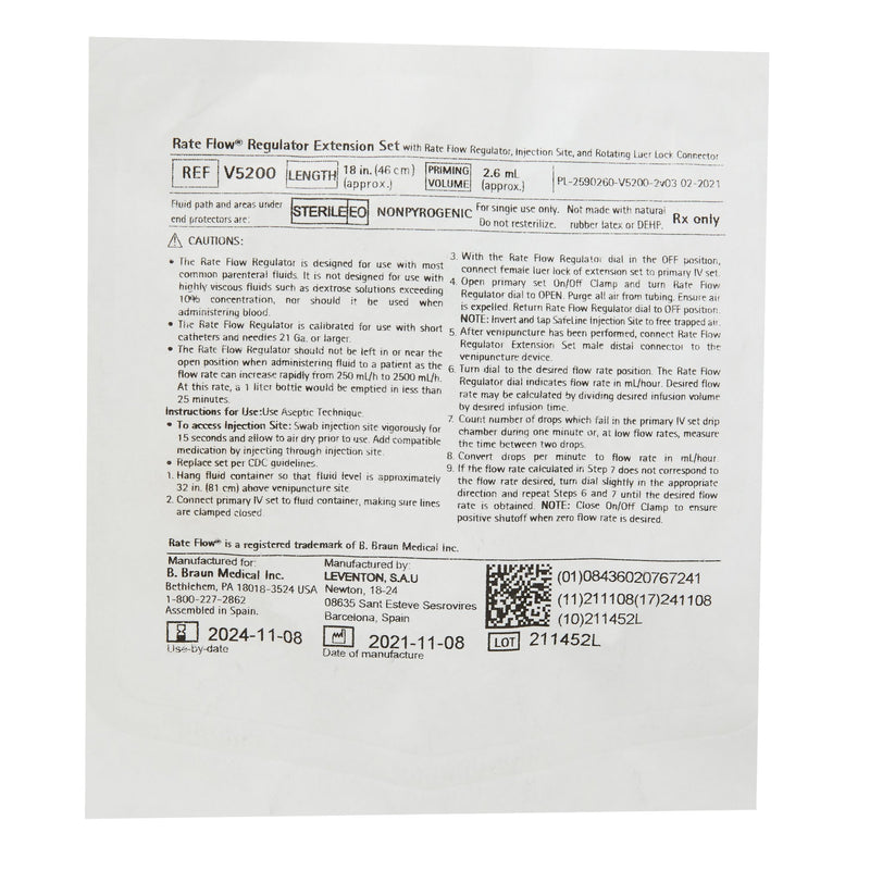 IV Extension Set RateFlow* Standard Bore 18 Inch Tubing Without Filter V5200-50