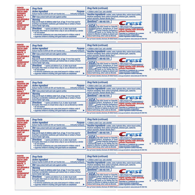 Crest Cavity Protection Toothpaste, 5 pk. 233595