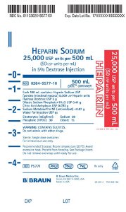 Heparin Sodium, Porcine / 5% Dextrose, Preservative Free 50 U / mL IV Solution Flexible Bag 500 mL P5771