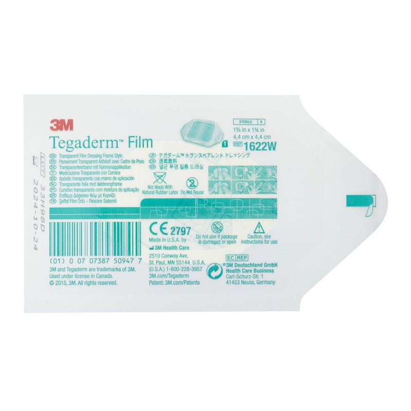 3M Transparent Film Dressing Tegaderm™ 1-3/4 X 1-3/4 Inch Frame Style Delivery Rectangle Sterile 1622W