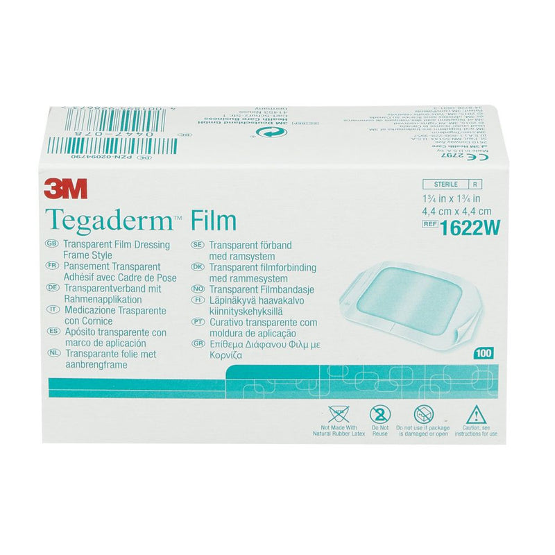 3M Transparent Film Dressing Tegaderm™ 1-3/4 X 1-3/4 Inch Frame Style Delivery Rectangle Sterile 1622W