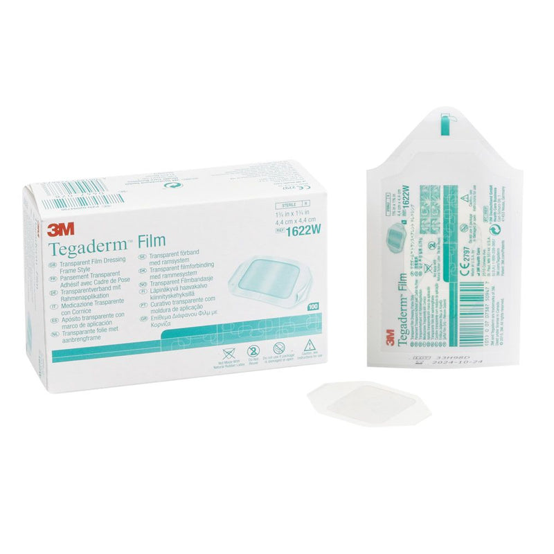 3M Transparent Film Dressing Tegaderm™ 1-3/4 X 1-3/4 Inch Frame Style Delivery Rectangle Sterile 1622W