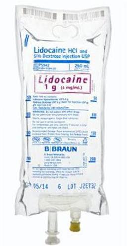 B. Braun Medical | Lidocaine HCl / Dextrose 5%, Preservative Free 4 mg / mL IV Solution Flexible Bag 250 mL | P5942-24