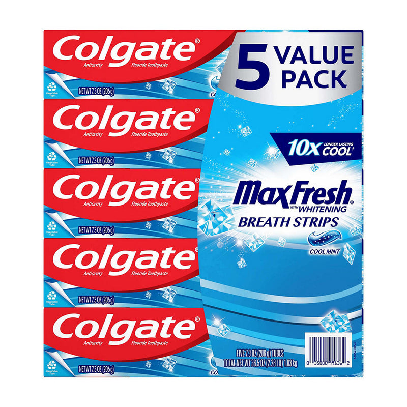 Colgate Max Fresh Toothpaste with Mini Breath Strips, Cool Mint, 5 pk./7.3 oz. 287479