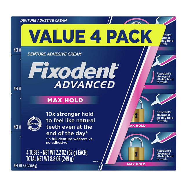 Fixodent | Fixodent Advanced Max Hold Denture Adhesive, 4 pk./2.2 oz. | 294059