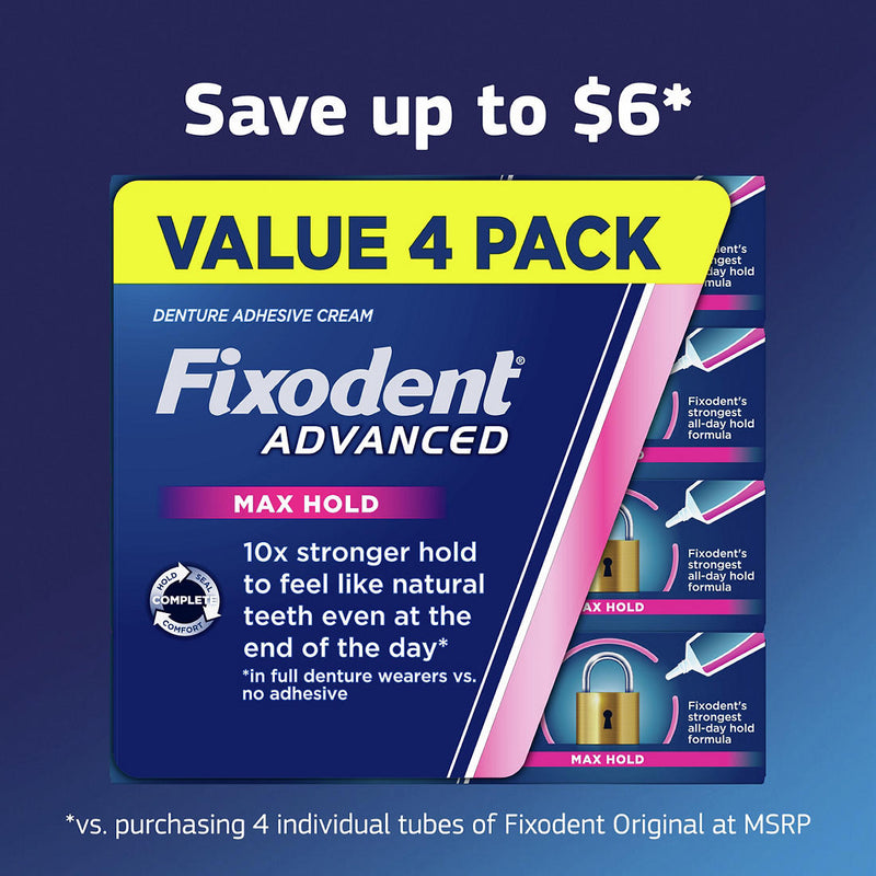 Fixodent Advanced Max Hold Denture Adhesive, 4 pk./2.2 oz. 294059