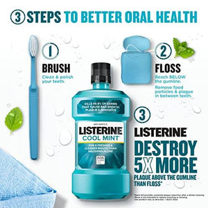 Listerine Cool Mint Antiseptic Mouthwash, Bad Breath & Plaque Oral Care, 500 mL 20506-1.1