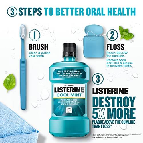 Listerine Cool Mint Antiseptic Mouthwash, Bad Breath & Plaque Oral Care, 500 mL 20506-1.1