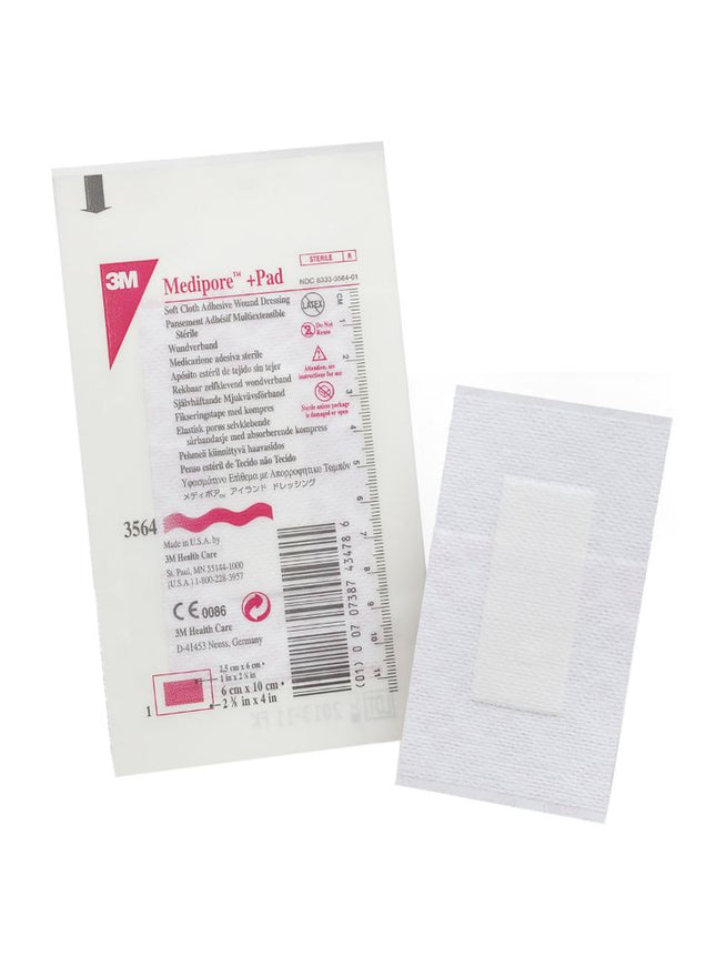 3M | Wound Dressing, 2 3/8" x 4", Pad Size 1" x 2 3/8" | 3564-50