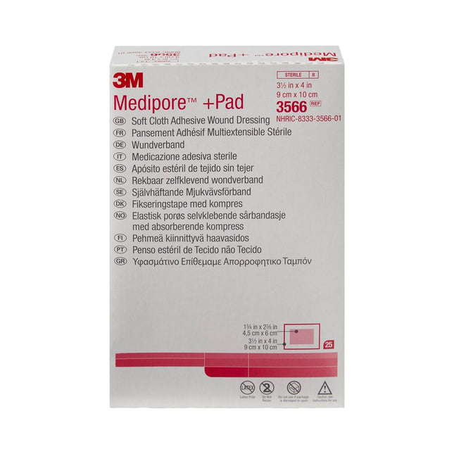 3M | Wound Dressing, 3½" x 4", Pad Size 1¾" x 2 3/8" | 3566-25