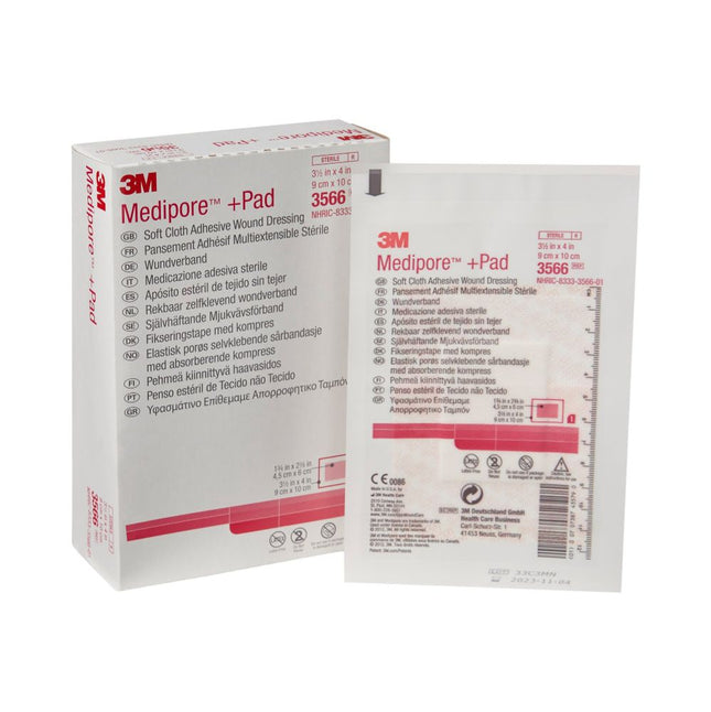 3M | Wound Dressing, 3½" x 4", Pad Size 1¾" x 2 3/8" | 3566-25